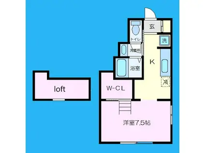 BLUE HOUSE金沢文庫(1K/2階)の間取り写真
