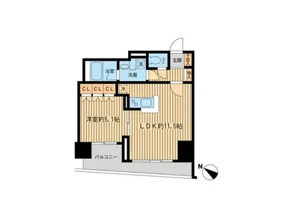 日本橋ファーストレジデンス(1LDK/6階)の間取り写真