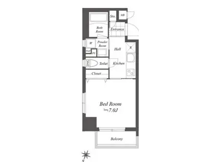 グランデュオ二子多摩川(1K/6階)の間取り写真