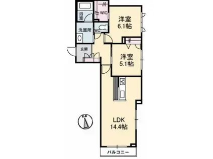 LA PEINTURE(2LDK/1階)の間取り写真