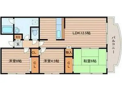 コラム南山壱番館(3LDK/1階)の間取り写真