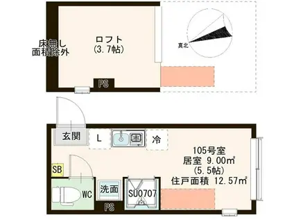 ハーモニーヒルズ北千住(ワンルーム/1階)の間取り写真