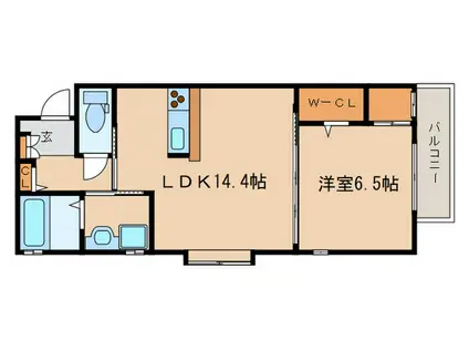 ラ・コルダ西小倉(1LDK/2階)の間取り写真