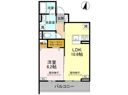 TORISIAS ゆいの杜6丁目 C棟(1LDK/2階)の間取り写真