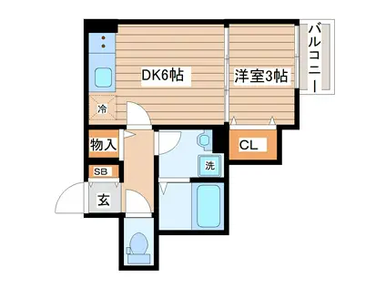 シャンテ富沢(1DK/1階)の間取り写真