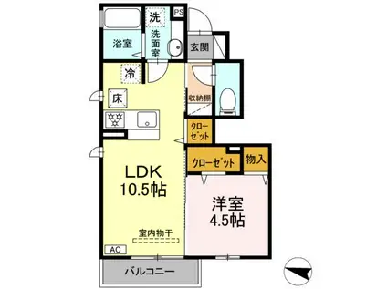 フィオーレ(1LDK/1階)の間取り写真
