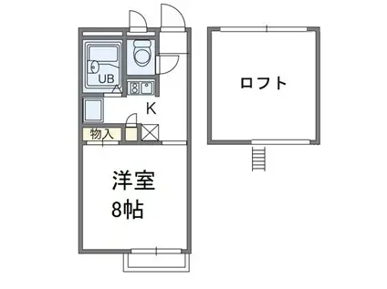 ハイツ格I(1K/2階)の間取り写真