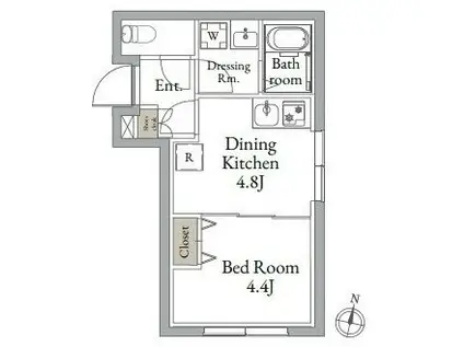 LIVEFLAT東高円寺II(1DK/2階)の間取り写真