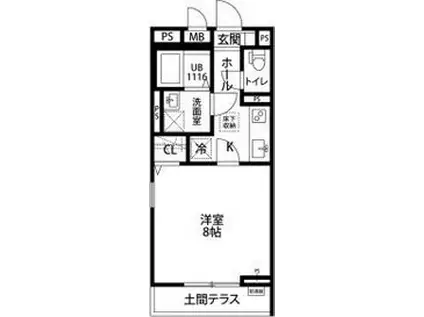 ライラックフジ(1K/1階)の間取り写真