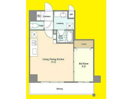 CASSIA藤沢本町(1LDK/4階)の間取り写真