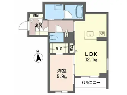 シャーメゾン宮II(1LDK/2階)の間取り写真