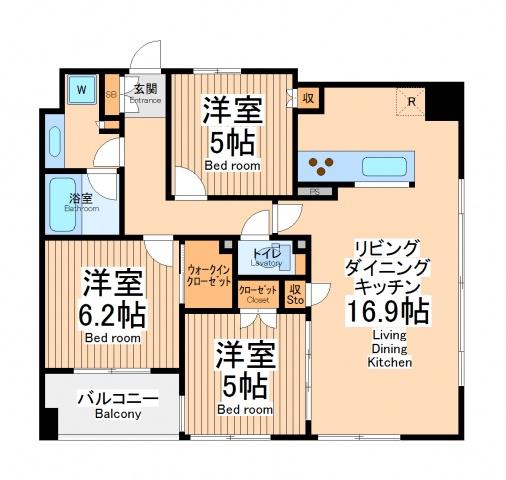 ライオンズ府中駅前(3LDK/9階)の間取り写真
