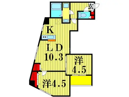 ガーデンフォレスト親水公園(2LDK/2階)の間取り写真