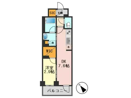 グランカーサ瑞江(1DK/4階)の間取り写真