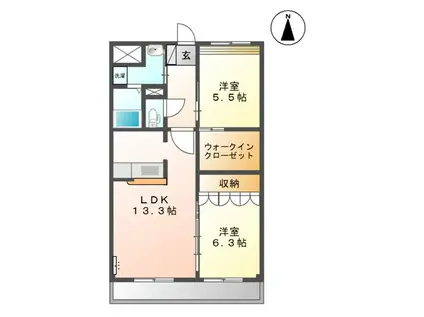 プラッツ・ユーI(2LDK/1階)の間取り写真