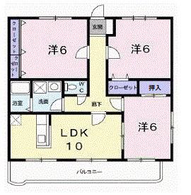 インペリアル山本(3LDK/3階)の間取り写真
