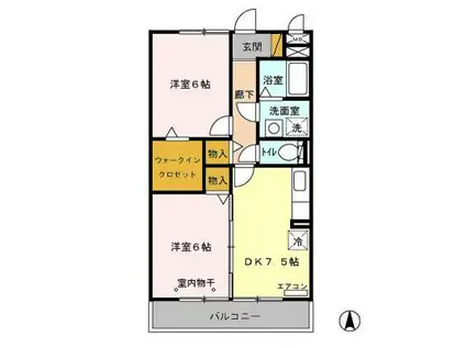 サンパティーク成田(2DK/3階)の間取り写真