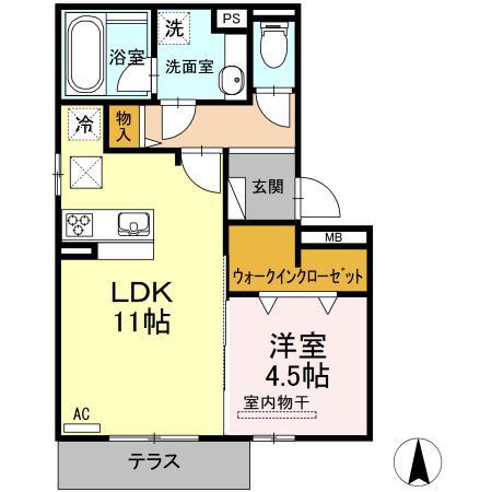 クライス(1LDK/1階)の間取り写真