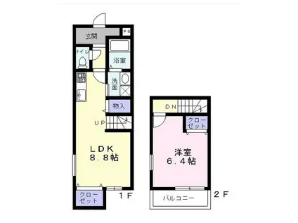 カーサブルピノ(1LDK/1階)の間取り写真
