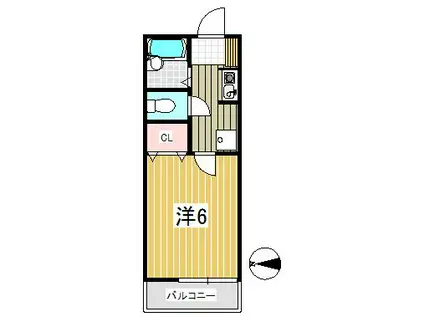 バーミンハイム(1K/1階)の間取り写真