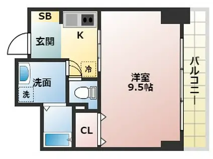 ウィスタリア京橋(1K/6階)の間取り写真