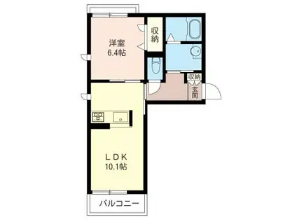 メゾン・ブランカ(1LDK/3階)の間取り写真