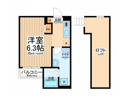 ラブリーレジデンス相模原(ワンルーム/2階)の間取り写真