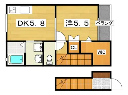 セラフィーメゾン香里園(1DK/2階)の間取り写真