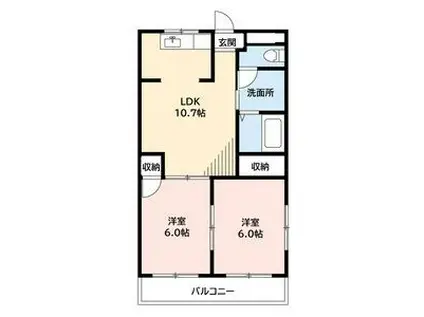 ラ・キャッスルII(2LDK/3階)の間取り写真