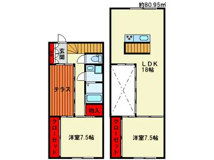 PATIO-PARK(2LDK/1階)の間取り写真