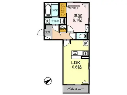 パストラル大美野(1LDK/2階)の間取り写真