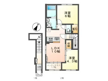 スターテラスII瀬戸(2LDK/2階)の間取り写真
