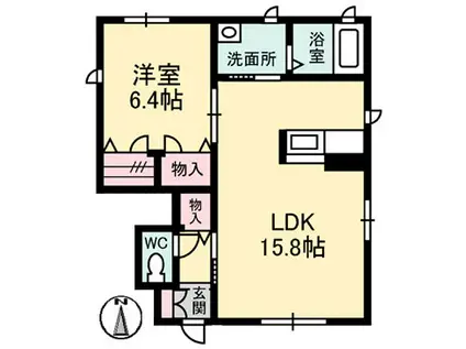 シャーメゾン宮の町II(1LDK/1階)の間取り写真
