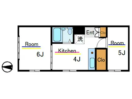 リバーサイド東陽(2K/2階)の間取り写真