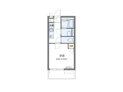 レオネクストラ プラクミーヌI(1K/2階)の間取り写真