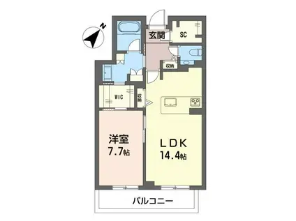 ウィズプラス浦和美園ウエストD棟(1LDK/3階)の間取り写真