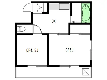 シャトル経堂(2DK/2階)の間取り写真