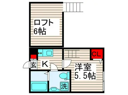 東武伊勢崎線 西新井駅 徒歩13分 2階建 築9年(1K/1階)の間取り写真