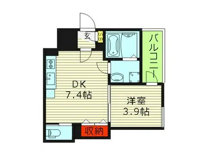 GARDENMAISON内代(1DK/4階)の間取り写真