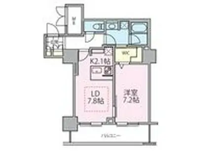 ロイヤルパークスタワー南千住(1LDK/21階)の間取り写真