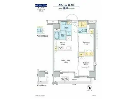 プラウドフラット清澄通(2LDK/5階)の間取り写真