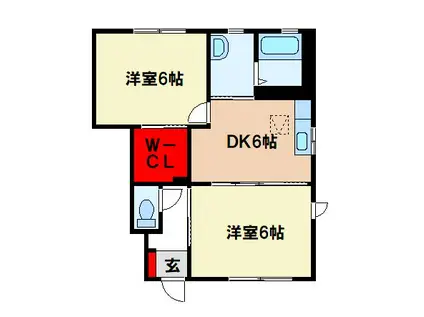 ヴィラ ロズィール(1LDK/1階)の間取り写真