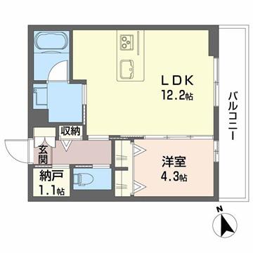 シャーメゾン コア八日町(1LDK/1階)の間取り写真
