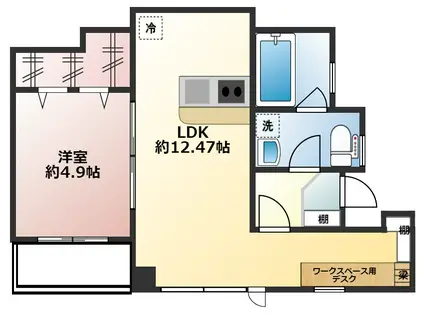 エリナスビル(1LDK/5階)の間取り写真