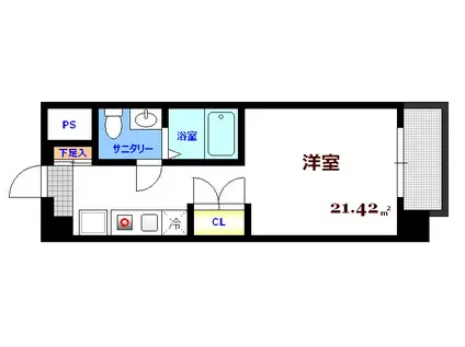 レジディア比治山公園(ワンルーム/5階)の間取り写真