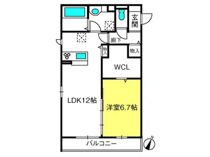 プルミエIII(1LDK/3階)の間取り写真