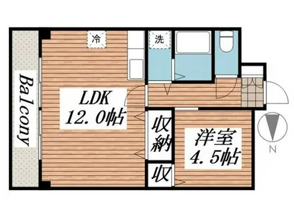 チェリーハイツ(1LDK/3階)の間取り写真