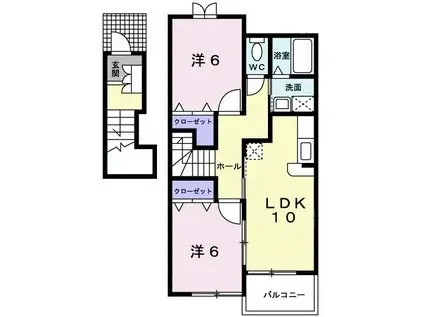 パルククレール・ササキB(2LDK/2階)の間取り写真