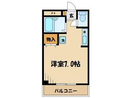 ブルースカイ(ワンルーム/2階)の間取り写真