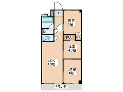 キョウエイハイツ小平(3LDK/4階)の間取り写真